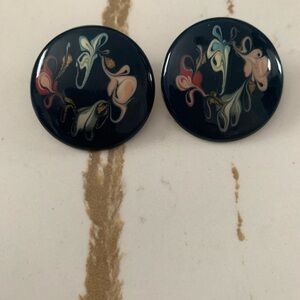 Vintage Navy Blue Large Stud Earrings